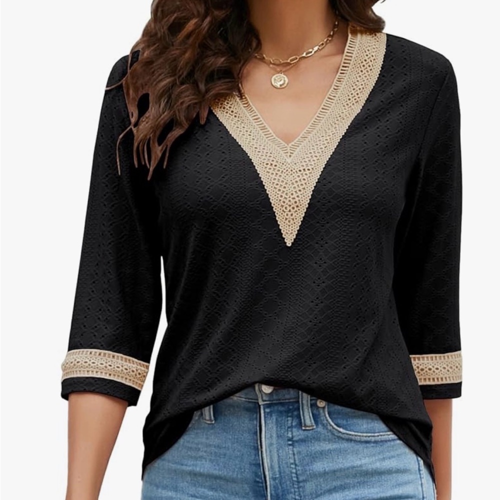 Chic Black and Tan Women's Blouse